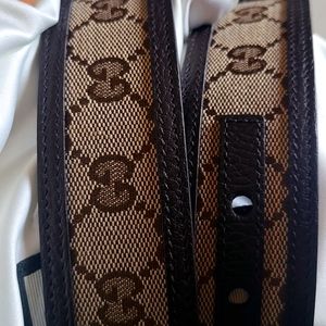 New Gucci Supreme GG Lether Belt, Men's, 85